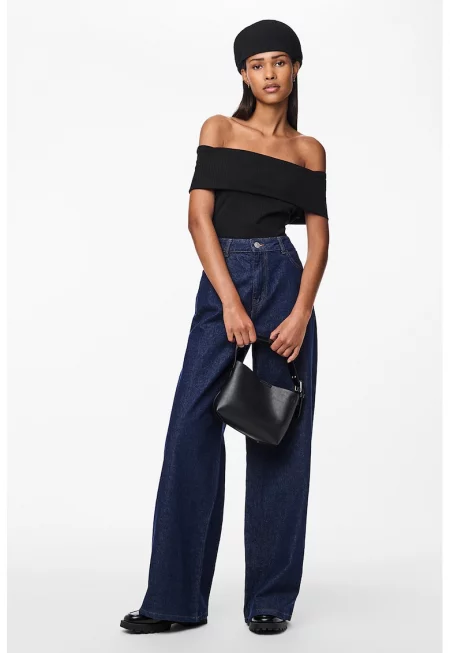 Дънки с широк крачол - Тъмносин