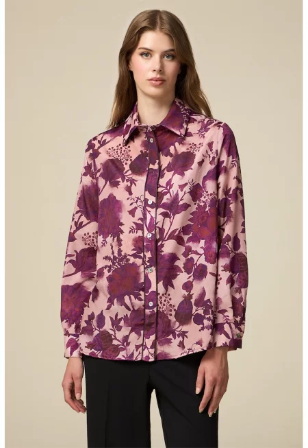 Флорална риза - Виолетов/Розово