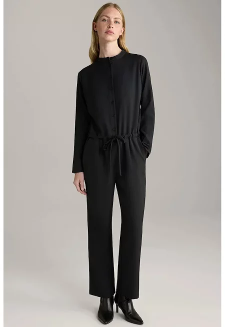 Гащеризон със закопчаване с копчета и връзка на талията - Черен