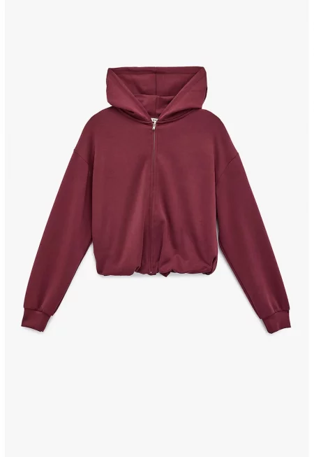 Худи с модал с цип - Бордо