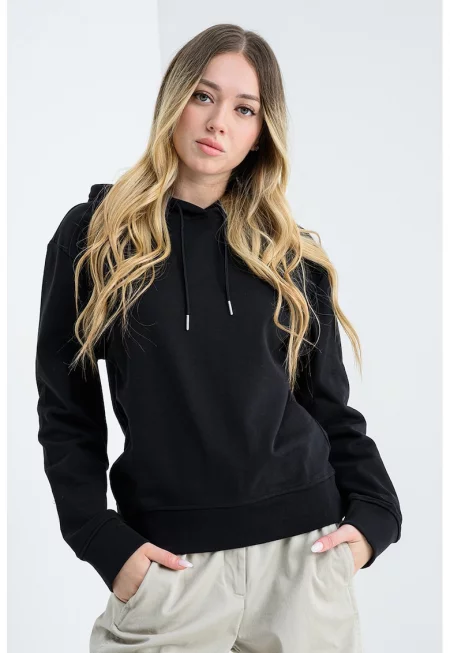 Худи с памук - Черен