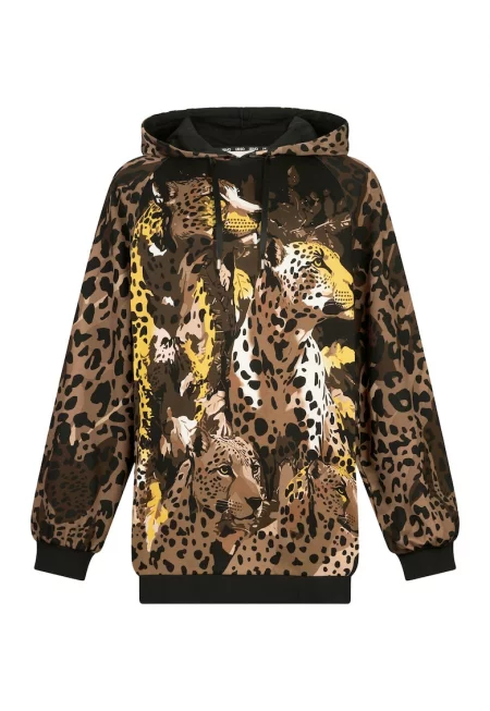 Худи с принт - Черен/Кафяв