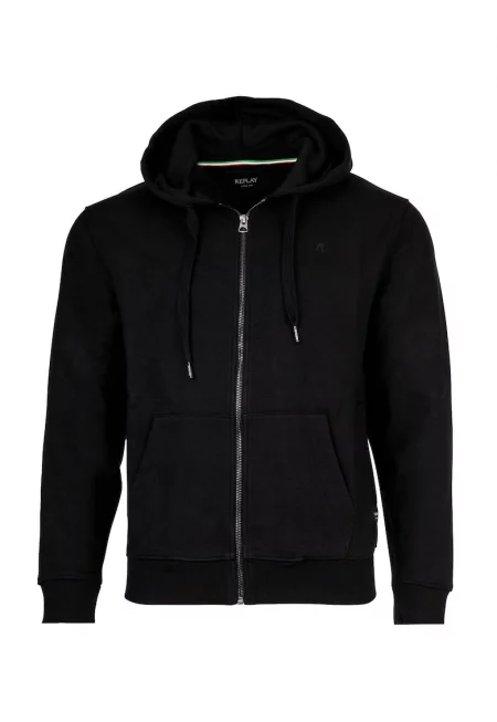 Худи с цип и дълги ръкави - Черен