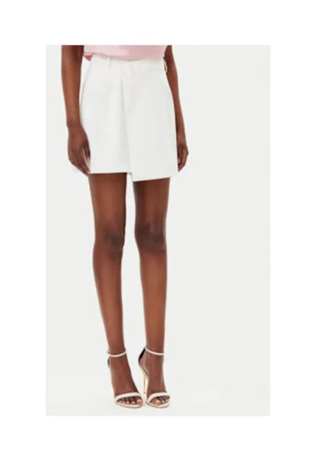 Имперска пола в цвят екрю - полиестер - вискоза - еластан - Бял