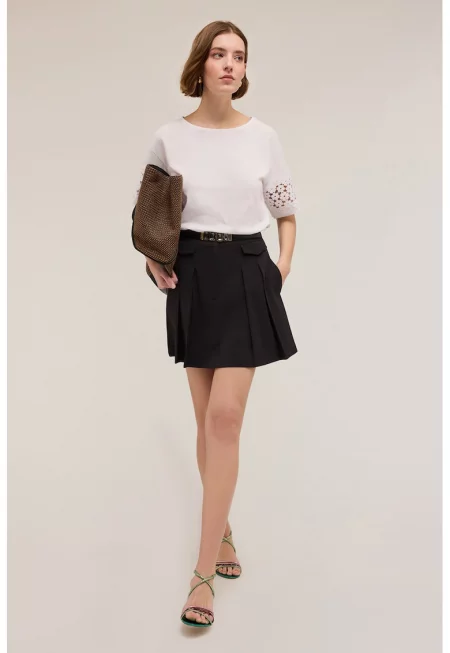 Къса пола с джобове - Черен