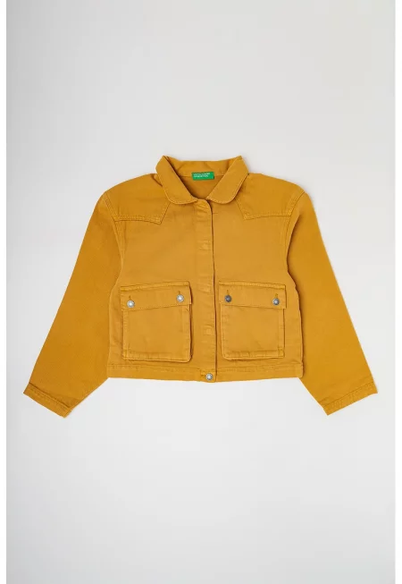 Късо яке с капси - Синапено жълто