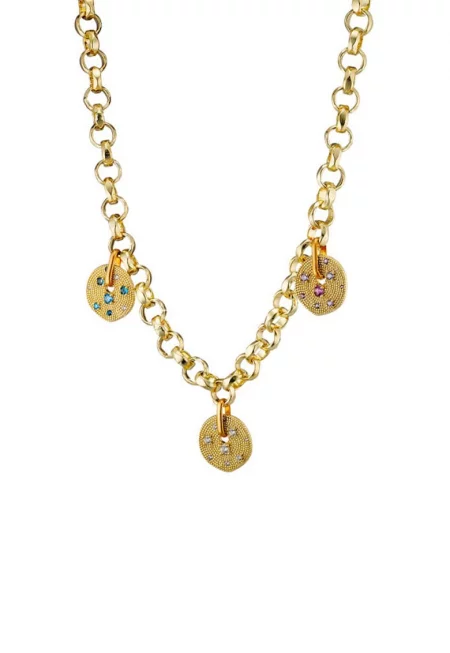 Колие с 18К златно покритие и циркони