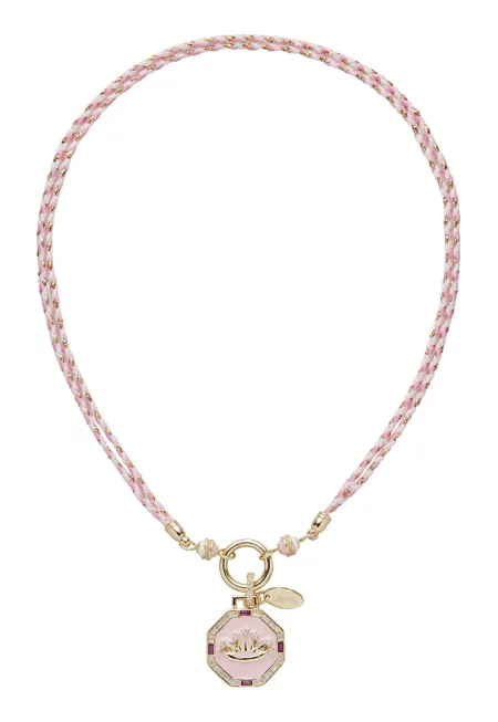 Колие с висулка - Златист/Розово