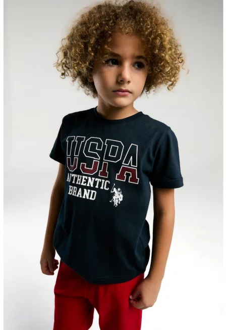 Комплект от 2 части с лого - Червен/Бял/Тъмносин