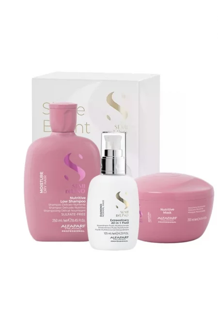 Комплект  Semi Di Lino Moisture Nutritive Shampoo - 250 ml - Маска 200 ml и Флуид за блясък All-in-1 Diamond Illuminating - 125 ml