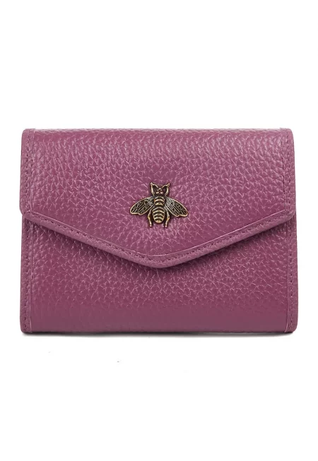 Кожен портфейл Ami с апликация - Фанданго розово