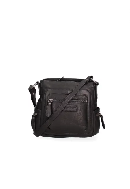 Кожена чанта през рамо - Черен