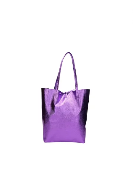 Кожена чанта с джоб с цип - Аметист