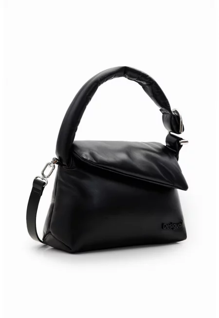 Кожена чанта с лого - Черен