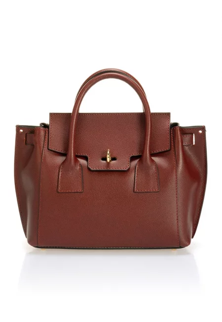 Кожена чанта с отделяща се презрамка - Керемидено червено