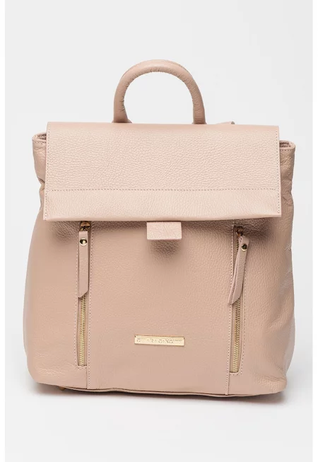 Кожена раница с капаче - Прашно розово