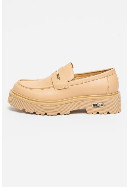 Кожени мокасини Slash - Бежов