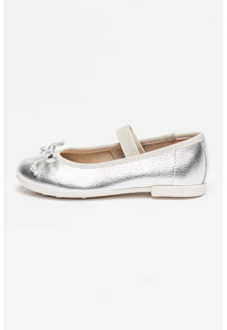 Кожени пантофки Plie с еластична каишка - Сребрист