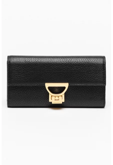 Кожено портмоне Arlettis с тройно прегъване - Черен