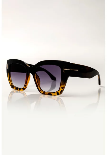 Квадратни слънчеви очила с градиента - Черен/Шафраново жълто