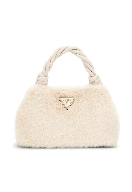 Мъхеста чанта с усукани дръжки