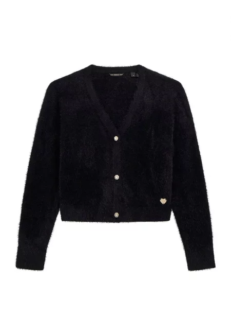 Мъхеста жилетка с бижутерски копчета