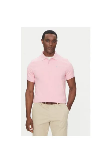 Мъжка поло риза  MML0358PI51 - памук - розов - Розово