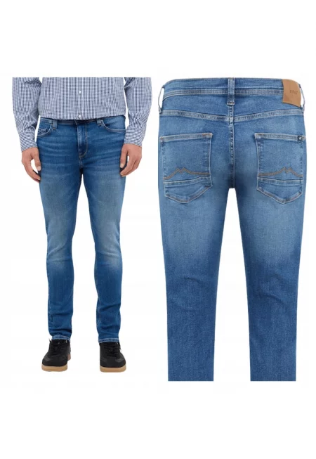 Мъжки дънки -  Vegas - Slim Fit - Средна талия - Цип - Дълги - 5 джоба - Памук - Еластан - Сини