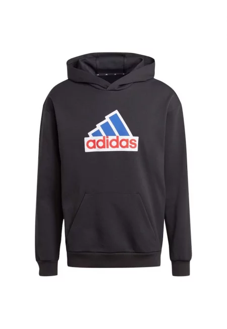 Мъжки суичър с качулка  памук/полиестер - черен