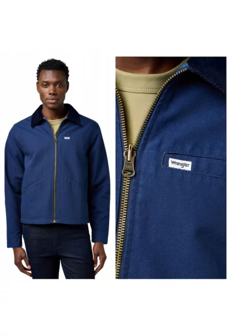 Мъжко яке -  Utility Jacket - Regular Fit - С яка - Цип - Топло и Удобно - Дълги ръкави - Памук - Синьо - Син