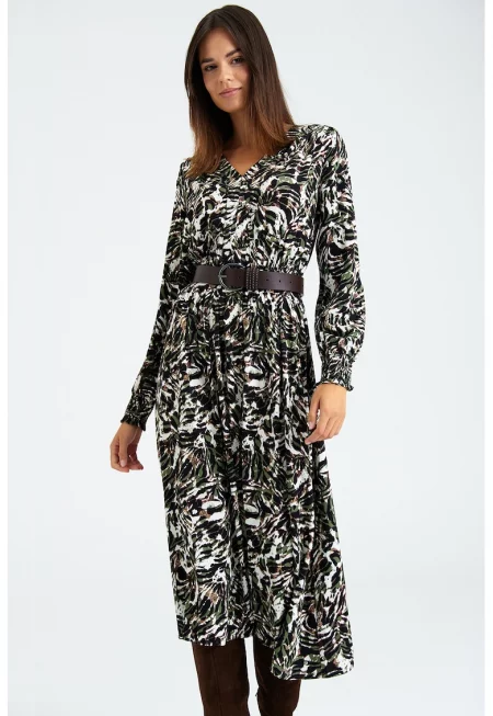 Миди рокля с шпиц - Многоцветен