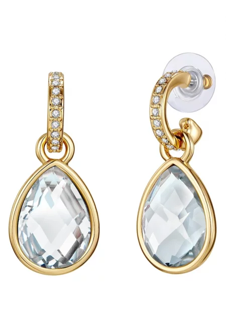 Обеци с 14К златно покритие и кристали - Златист