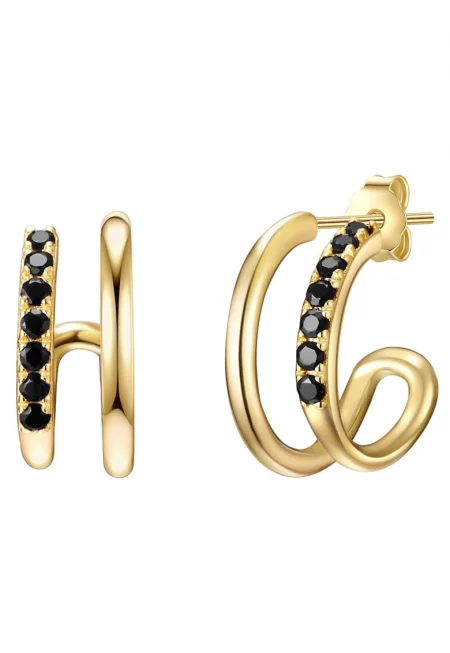 Обеци тип халки с покритие от 14К злато - Златист/Жълт