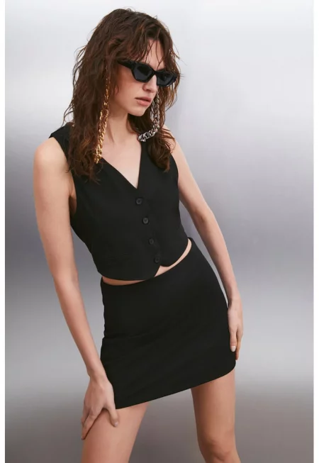 Памучна къса пола - Черен