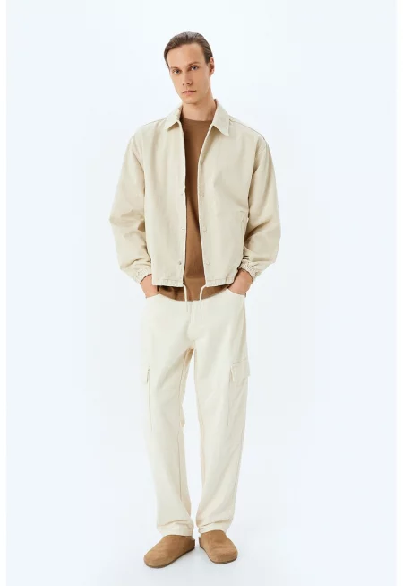 Памучно яке с еластични маншети - Слонова кост