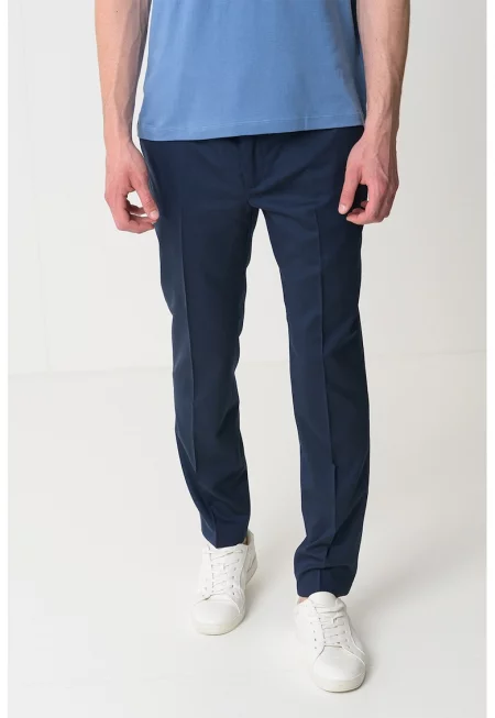 Панталон с вълна с ръб - Тъмносин