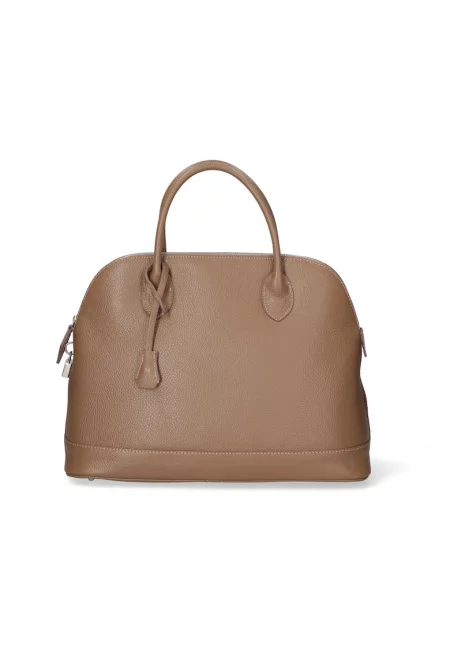 Pebbled Leather Bowler Bag