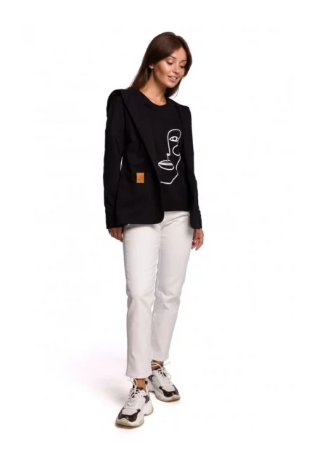 Плетен блейзер - С качулка - Памук - Еластан