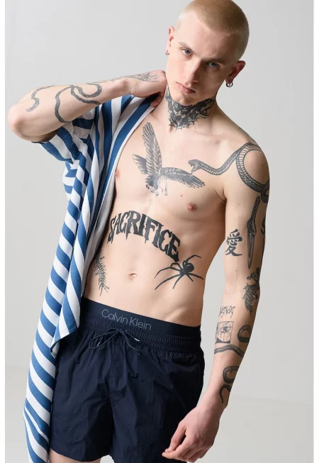 Плувни шорти с връзка и джобове встрани - Ултрамарин синьо