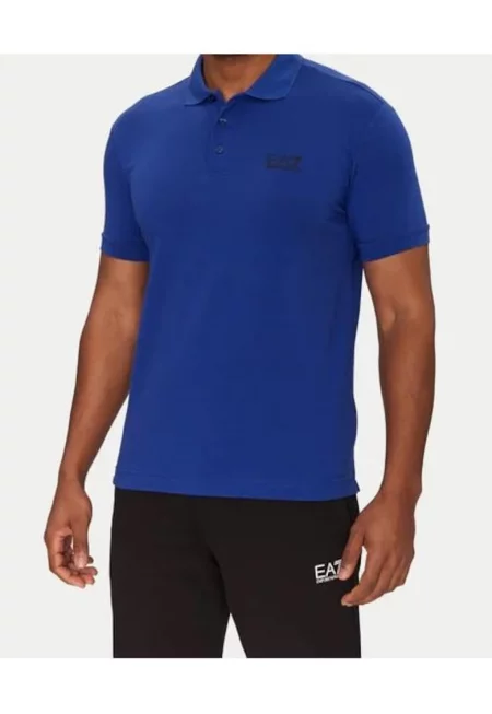 Поло риза Emporio Armani - синя - вискоза - 60% вискоза - 35% полиамид - 5% еластан