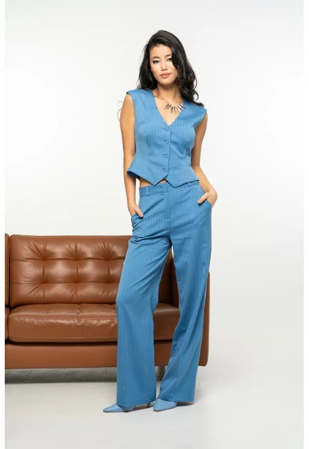 Прав панталон Sidonia със средновисока талия - Син