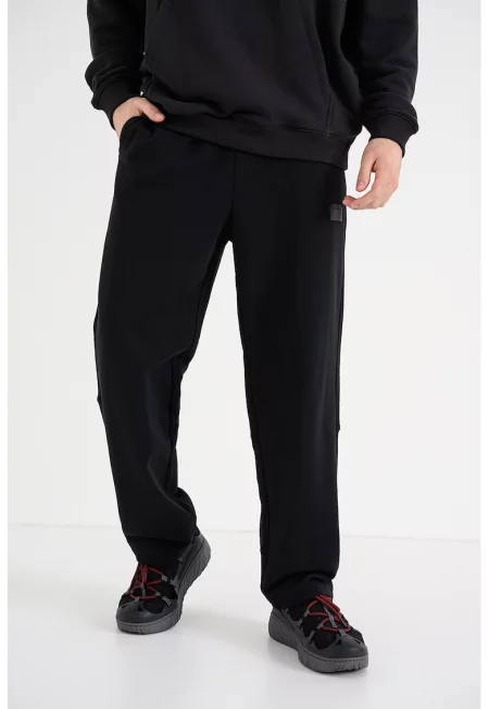 Прав спортен панталон с връзка - Черен