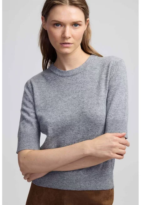 Пуловер с вълна и кашмир - Светло сив