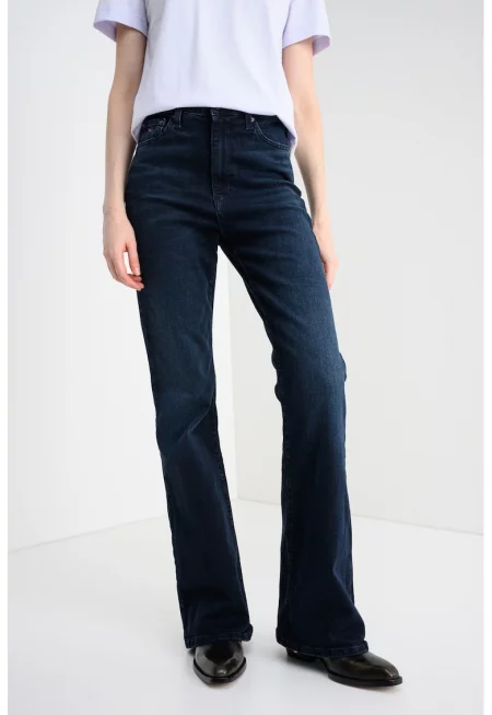 Разкроен панталон Sylvia с висока талия - Тъмносин