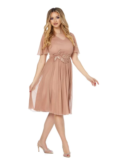 Разкроена рокля Ariel - Бежов