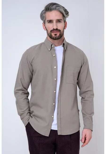 Риза Rickert с яка Oxford - Светло кафяво