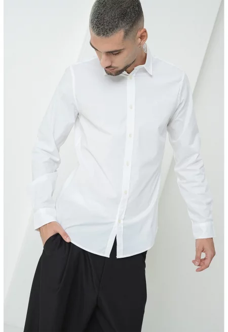 Риза с поплин - Бял