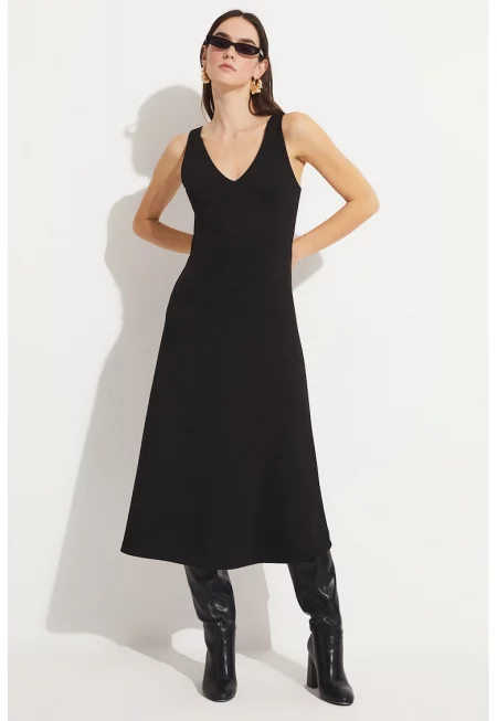 Рокля без ръкави с шпиц - Черен