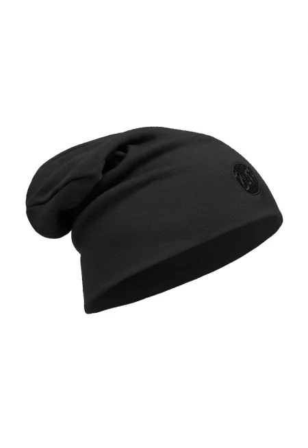 Широка зимна шапка от мериносова вълна  Heavyweight - черна