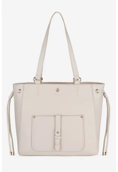 Шопинг чанта от еко кожа - Мръснобял